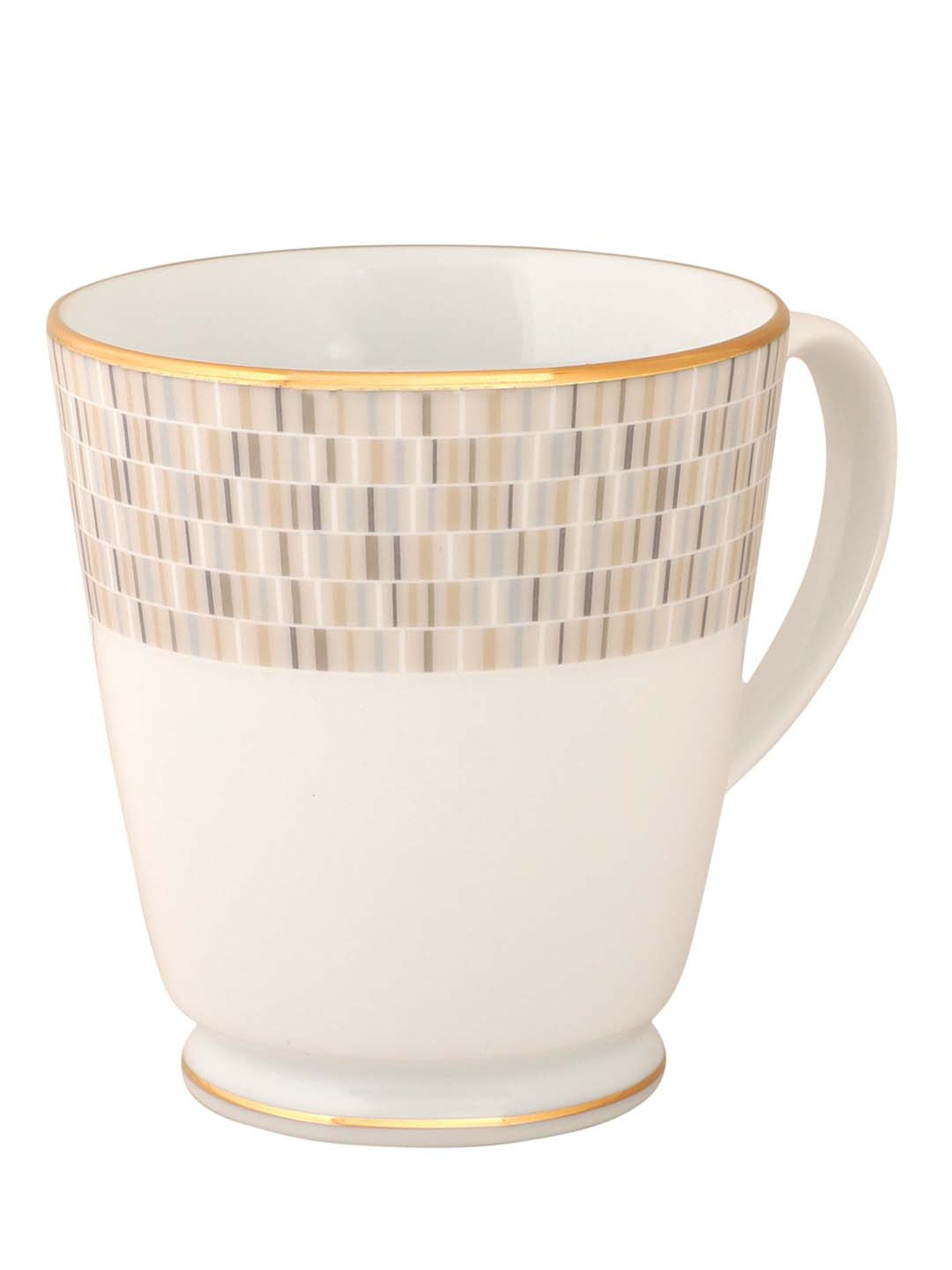 NORITAKE Hearth Off-White & Brown Porcelain VILLE DE LUMIERE Milk Mug (0.37 L) - Set of 1