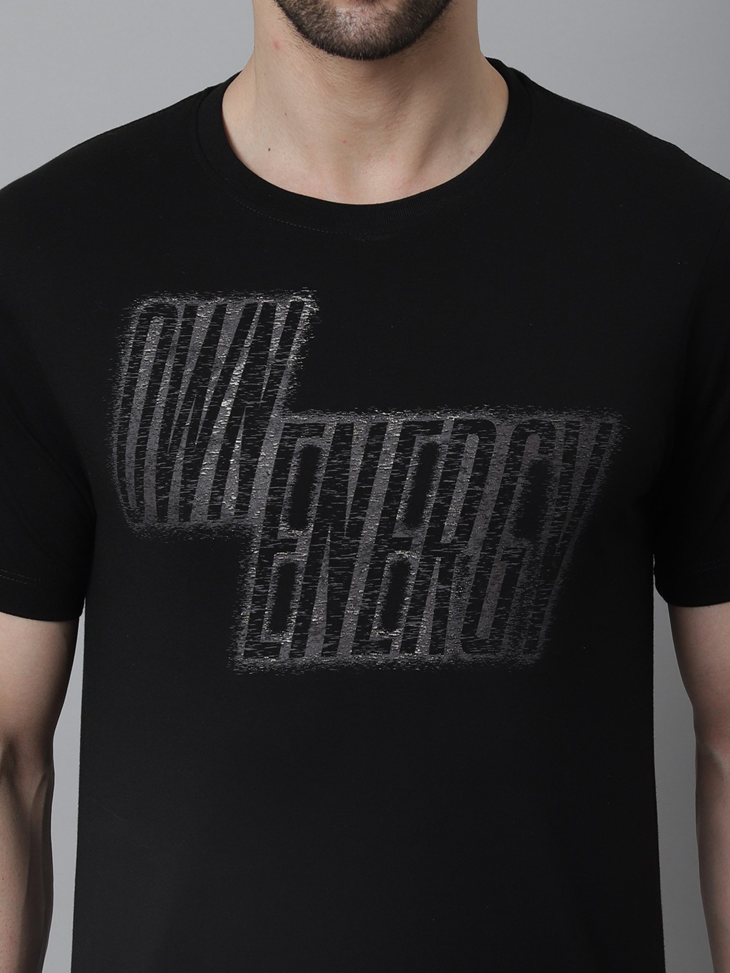 Venitian- Forbidden Clothing Black Slim Fit Graphic Print Crew T-Shirt