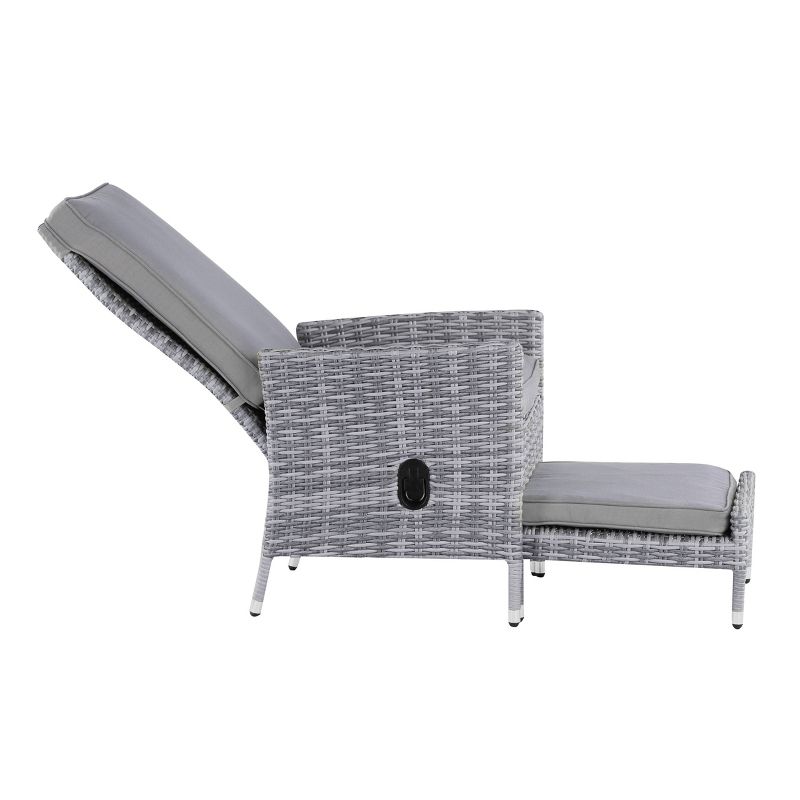 Vallauris 5pc Reclining Outdoor Patio Seating Set - Gray Wicker - Adore Decor
