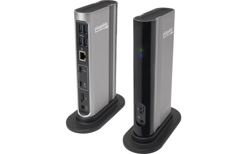 Plugable TBT3-UDV Docking Station - for Notebook/Desktop PC - 60 W - Thunderbolt 3 - 4 x USB Ports - 4 x USB 3.0 - Network (RJ-45) - DisplayPort