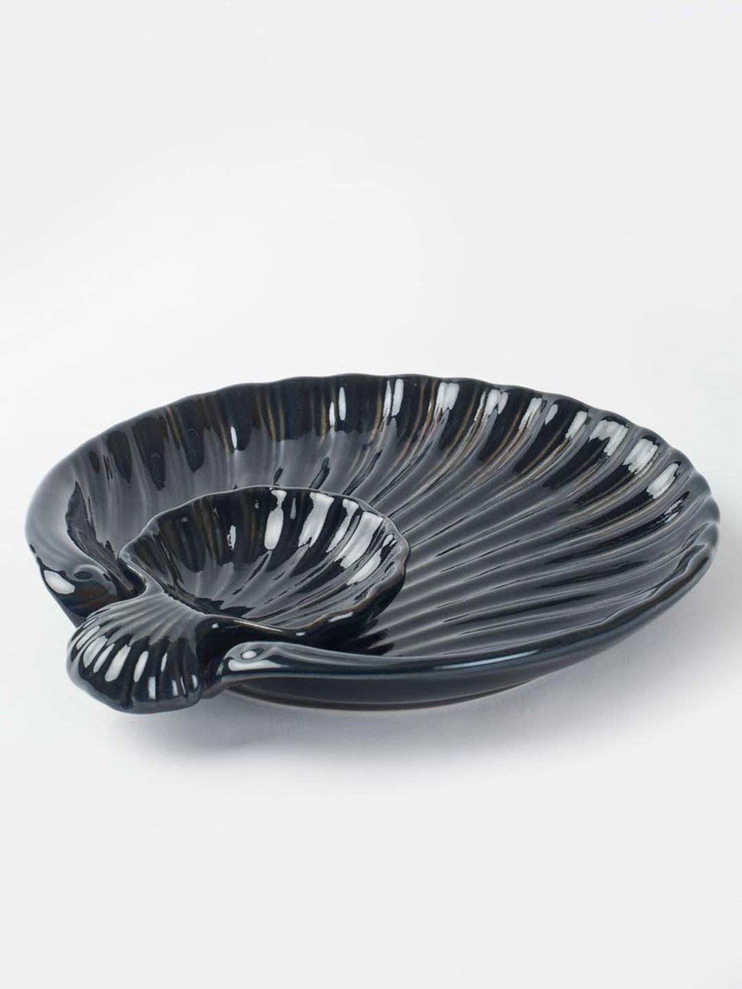 Fabindia Phulwari Blue Ceramic Glazed Chip & Dip Platter