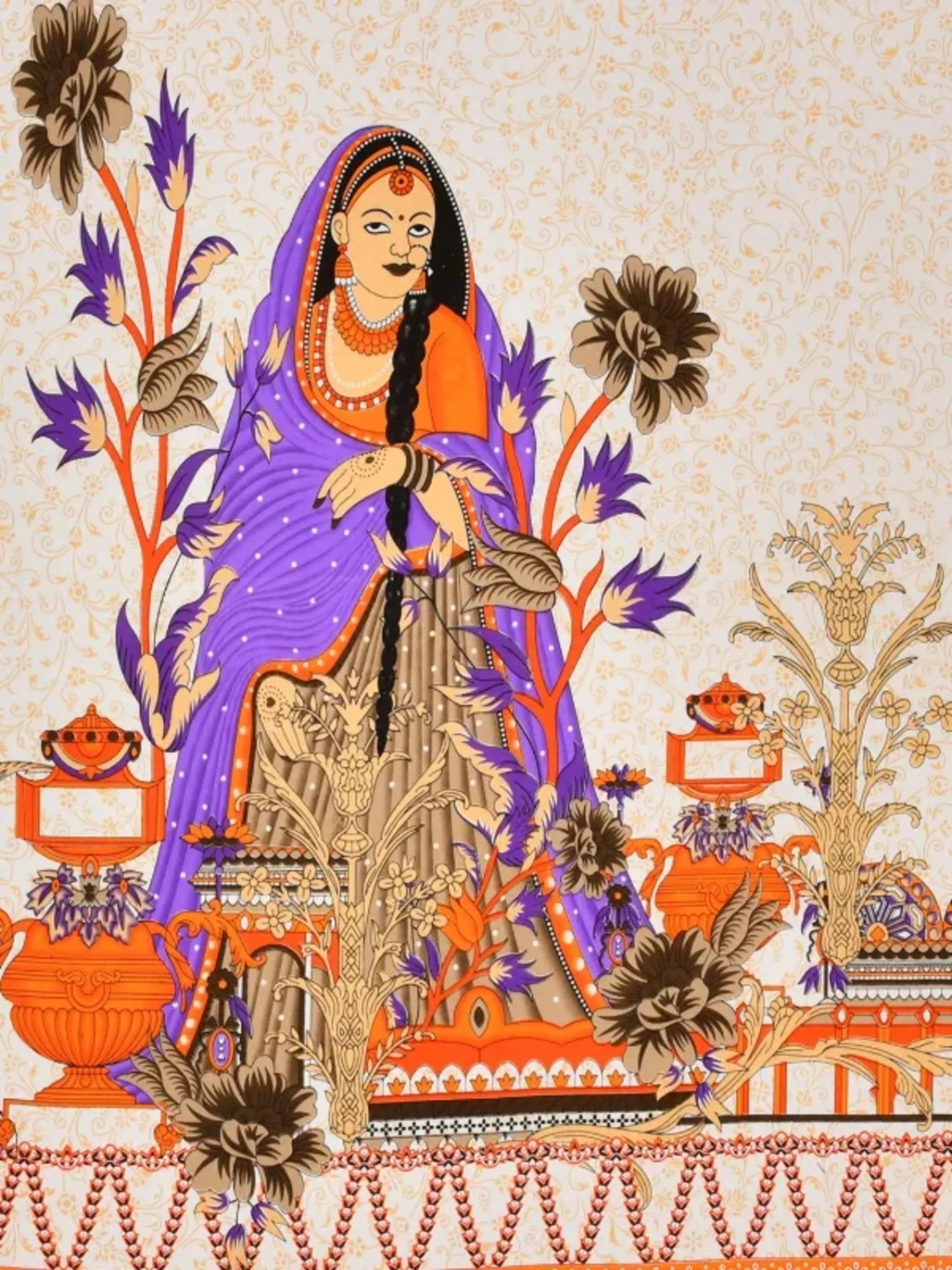 Living Roots Abstract Orange 240 TC Cotton Bedsheet with 2 Pillow Covers