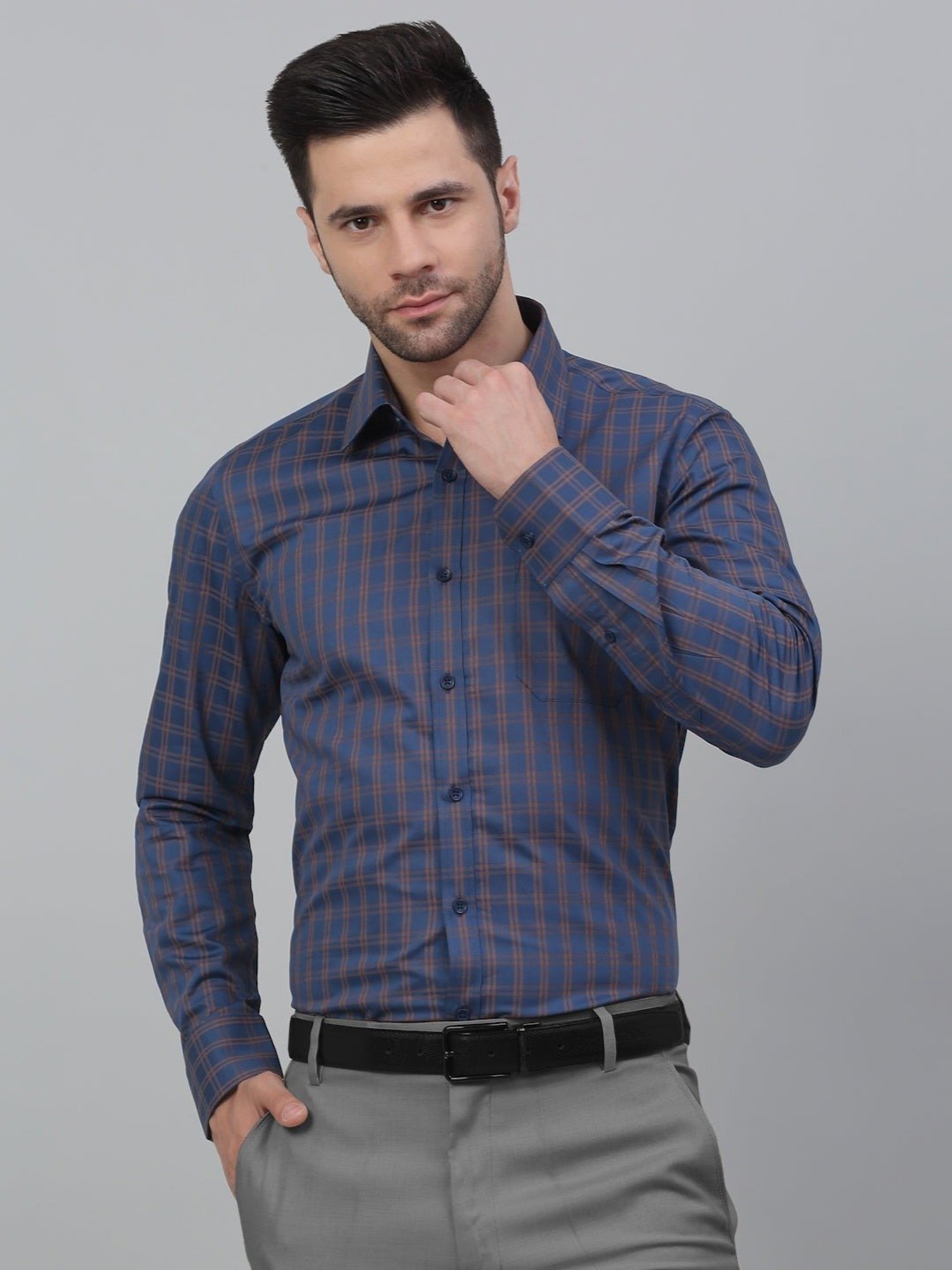 Louis Stitch Blue Cotton Regular Fit Checks Shirt