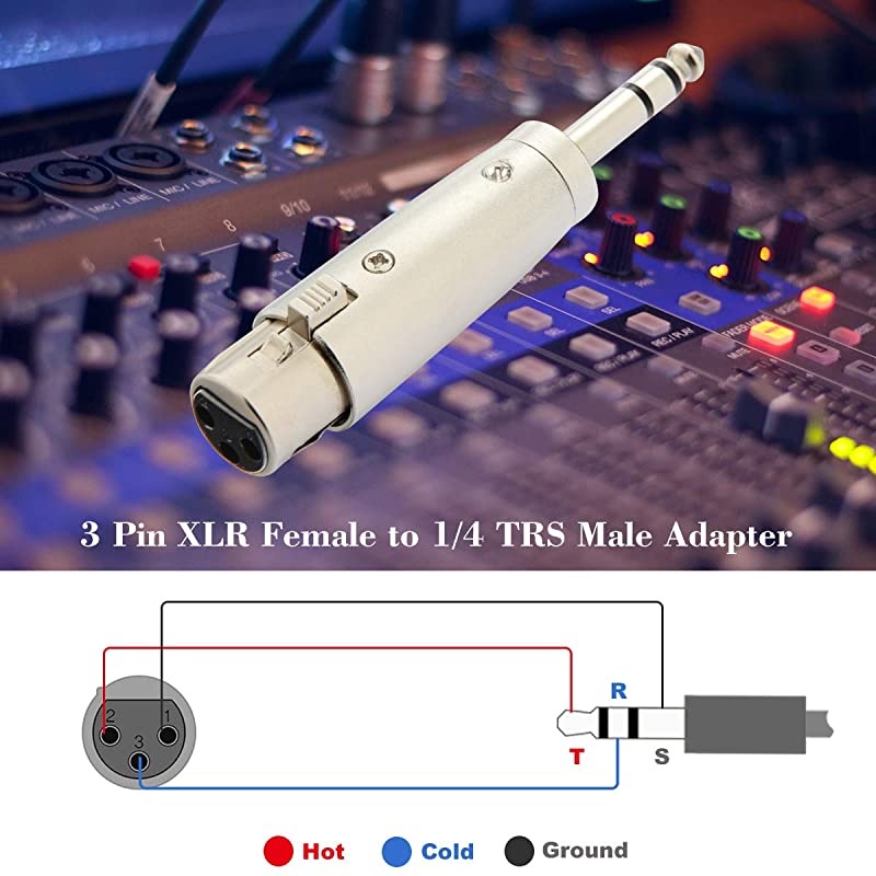 XLR 3 pin Female to 1/4 Adapter, 6.35mm TRS Stereo Plug to XLR Female Audio Adapter Gender Changer Connector, Silver, 1 Pack -