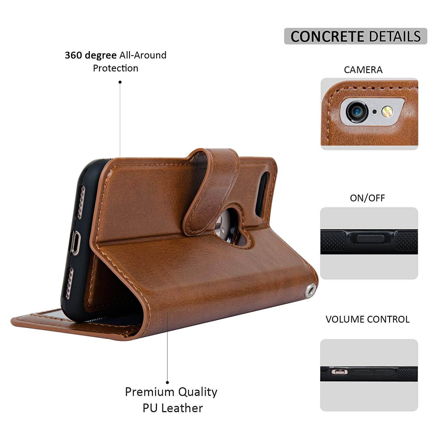 Navor Detachable Magnetic Wallet Case & Universal Car Mount Compatible for iPhone 7 & 8 [RFID Theft Protection] JOOT-1L Series - Brown