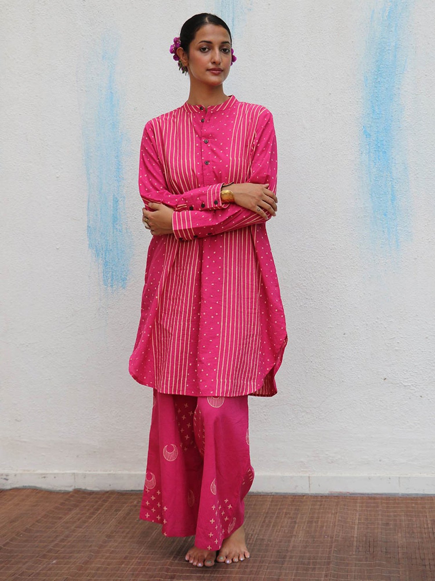 Chidiyaa Flower Girl Pankhuri Blockprinted Cotton Kurta Set