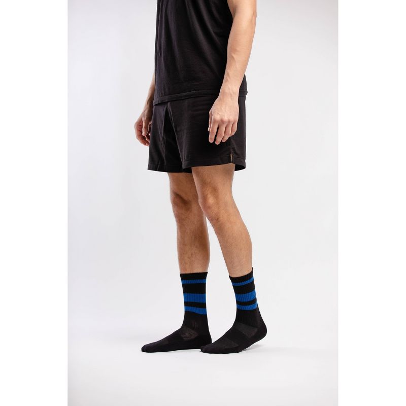 Pair of Thieves Men's 3pk Stripe Cushion Crew Casual Socks - Blue/Green/White 8-12