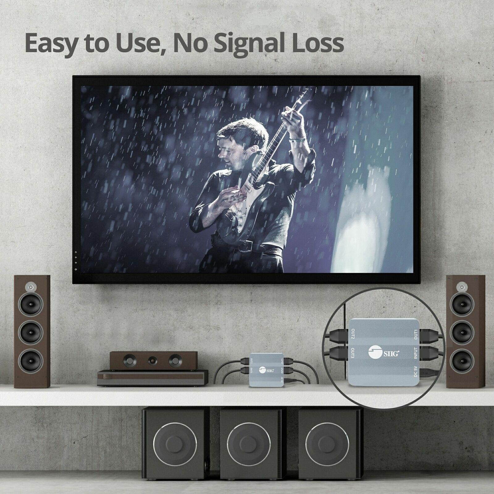 SIIG Toslink SPDIF Splitter - Digital Signal Amplifier - 1 Input and 3 Outputs