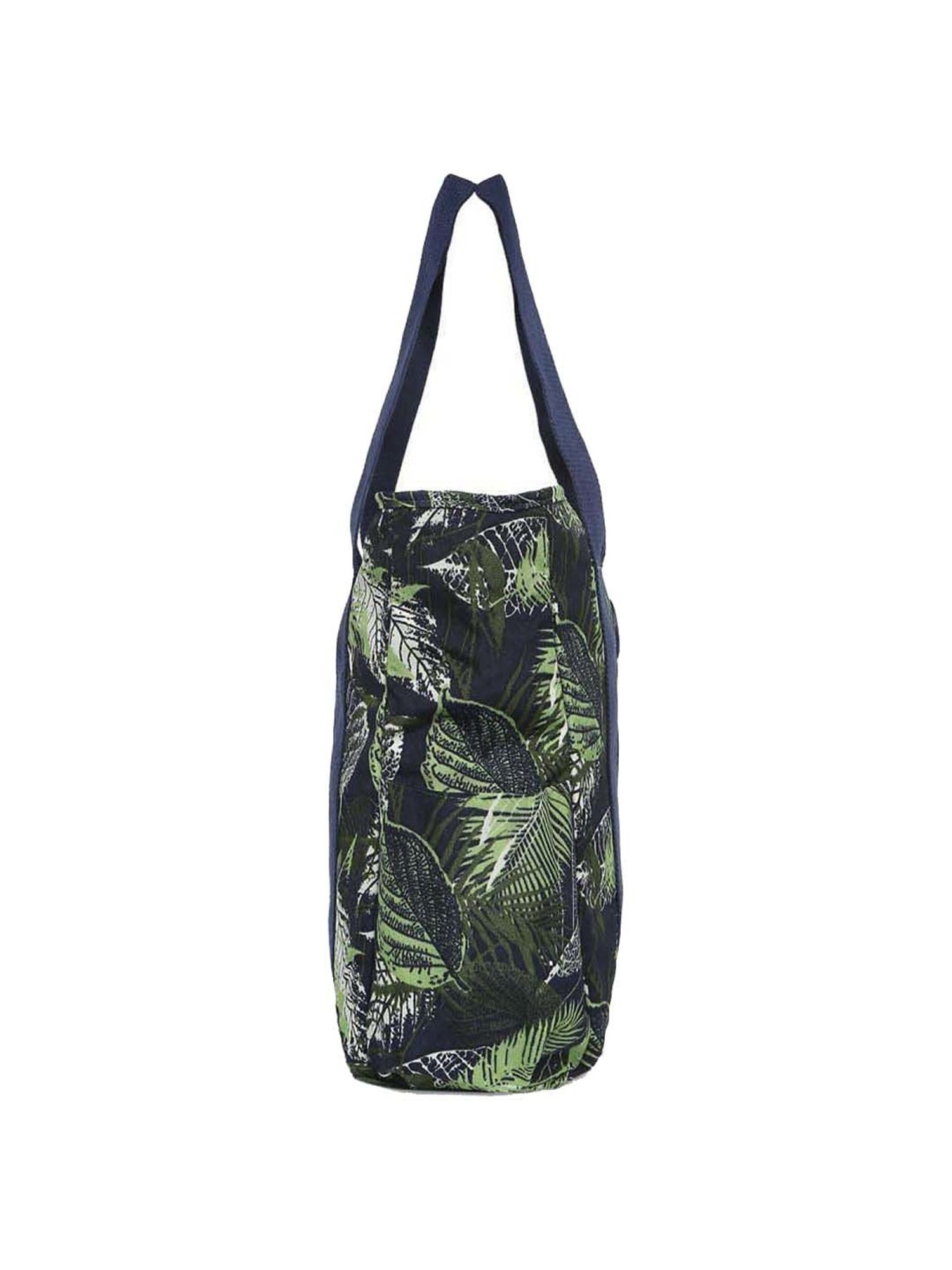Baomi Blue & Green Printed Medium Tote Handbag