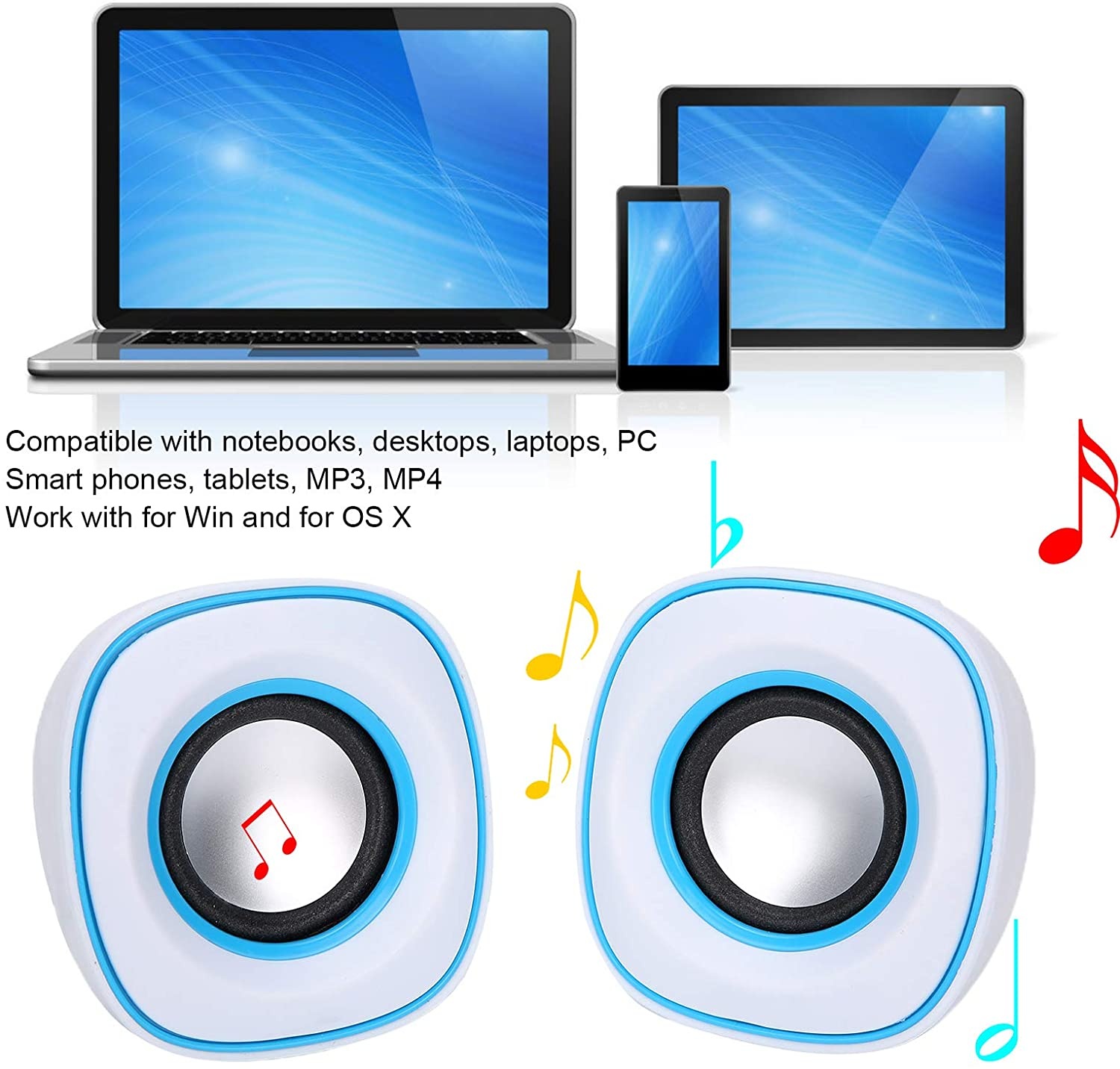 USB Speaker Desktop Loudspeaker Stereo Sound Plug and Play Sound Box Rich Stereo Mini Loudspeaker for notebooks laptops More Devices for Computer