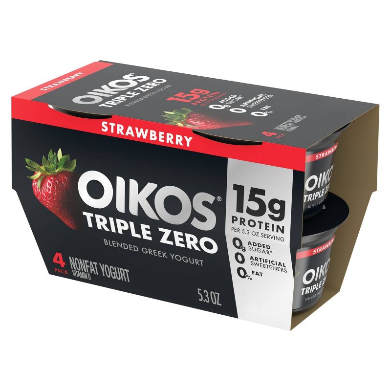 Dannon Oikos Triple Zero Greek Strawberry Yogurt - 21.2oz/4ct