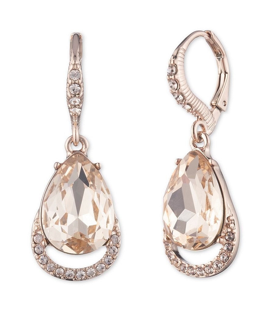 Givenchy Silver Crystal Pear Drop Earrings