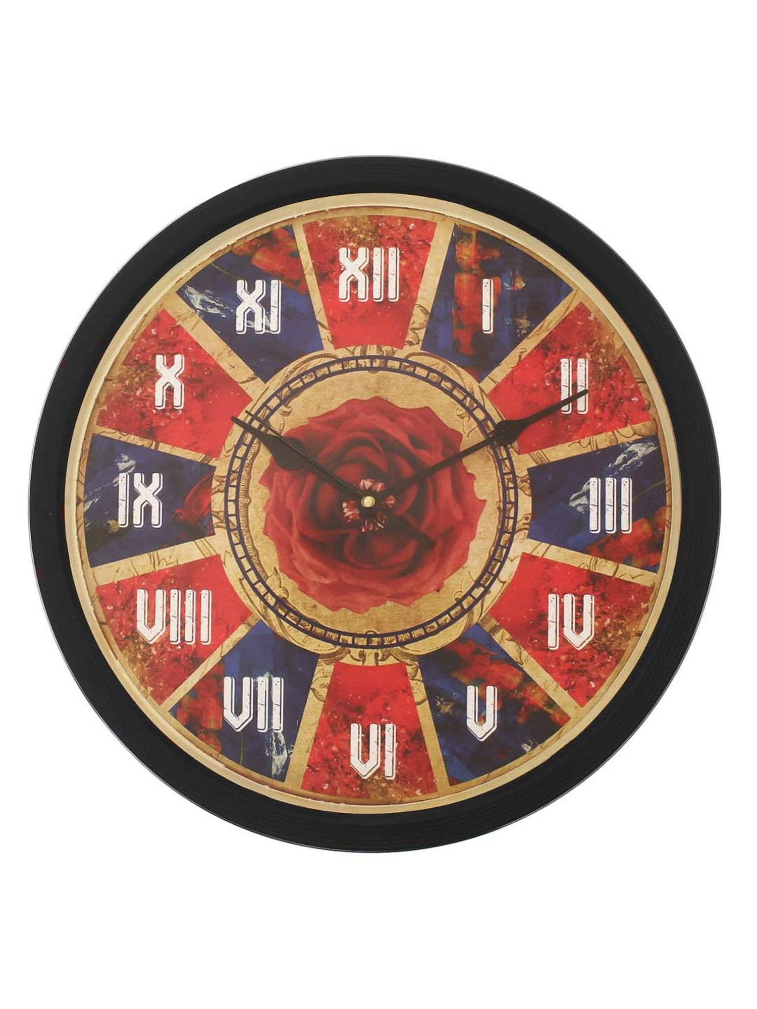 eCraftIndia Designer Round Analog Black Wall Clock