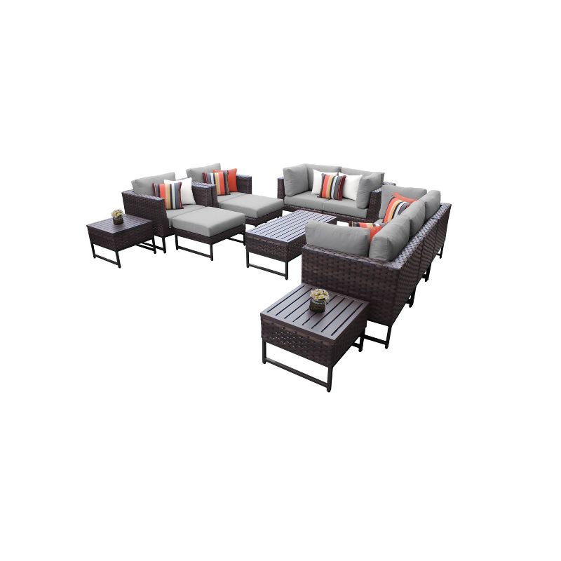Barcelona 12pc Patio Sectional Seating Set with Cushions - Gray - TK Classics