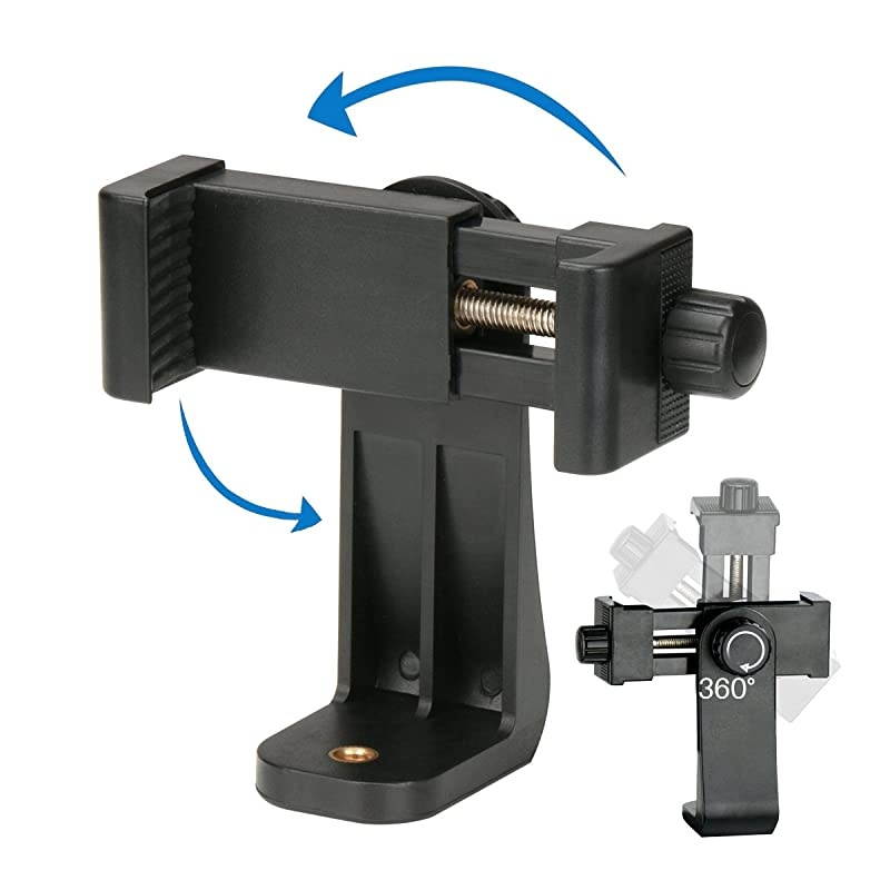 Phone Tripod Mount AdapterVertical Bracket Smartphone HolderCell Phone Clip Clipper Sidekick 360 Degree Smartphone Video Tripod Clamp Compatible for iPhone Xs X 7 Plus Samsung Android