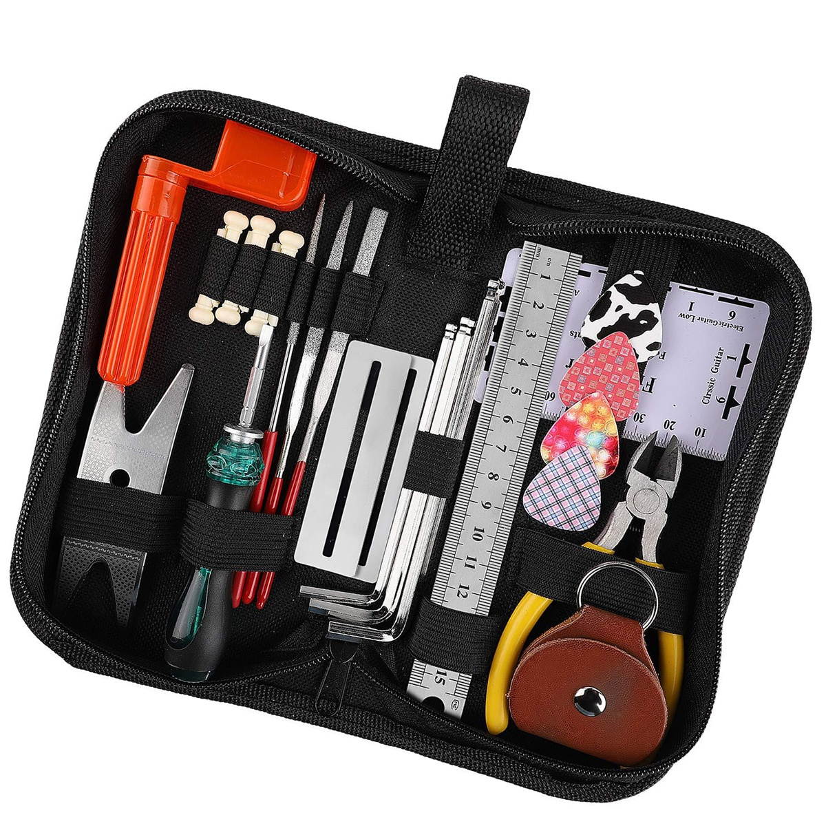 Guitar Repairer Tools Polishing File Wrench Repair Ruler Tools Simple Practical Useful Guitar Repair Tools (Black)