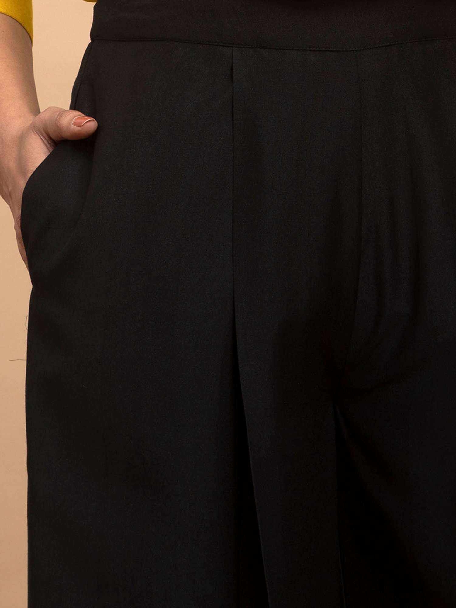 Pink Fort Black Relaxed Fit Trousers