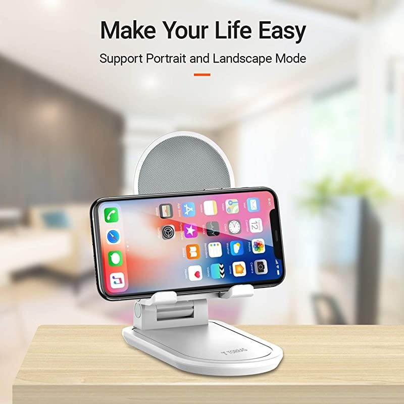 Foldable Cell Phone Stand for Desk [Ultra-Portable], Adjustable Phone Holder for Office/Home, Phone Dock Compatible for iPhone 12 11 Pro Max Xr X, Samsung Galaxy S20+Ultra Note 10, iPad Mini