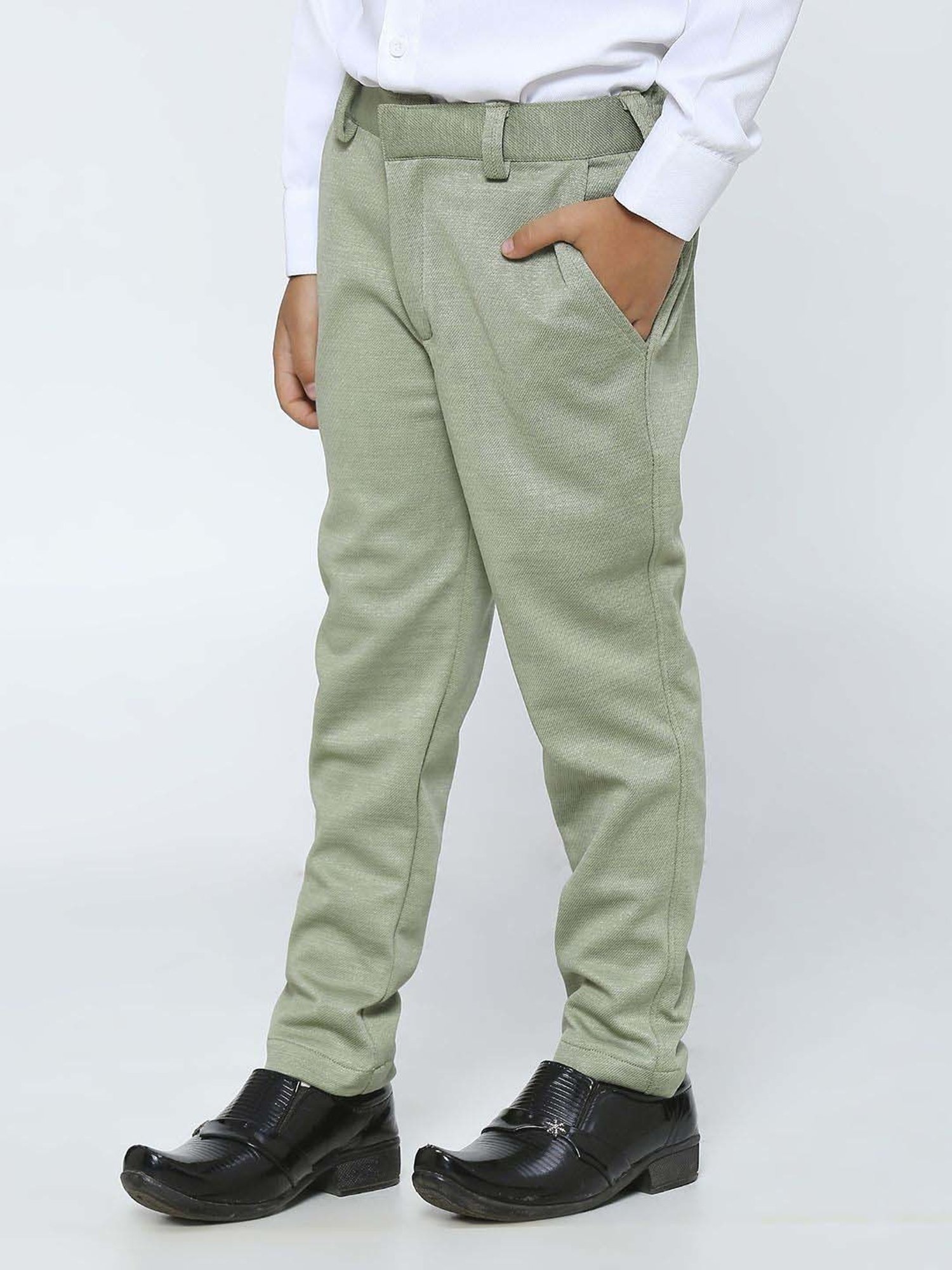 Kids Island Boys Grey Solid Full Sleeves Suit Set