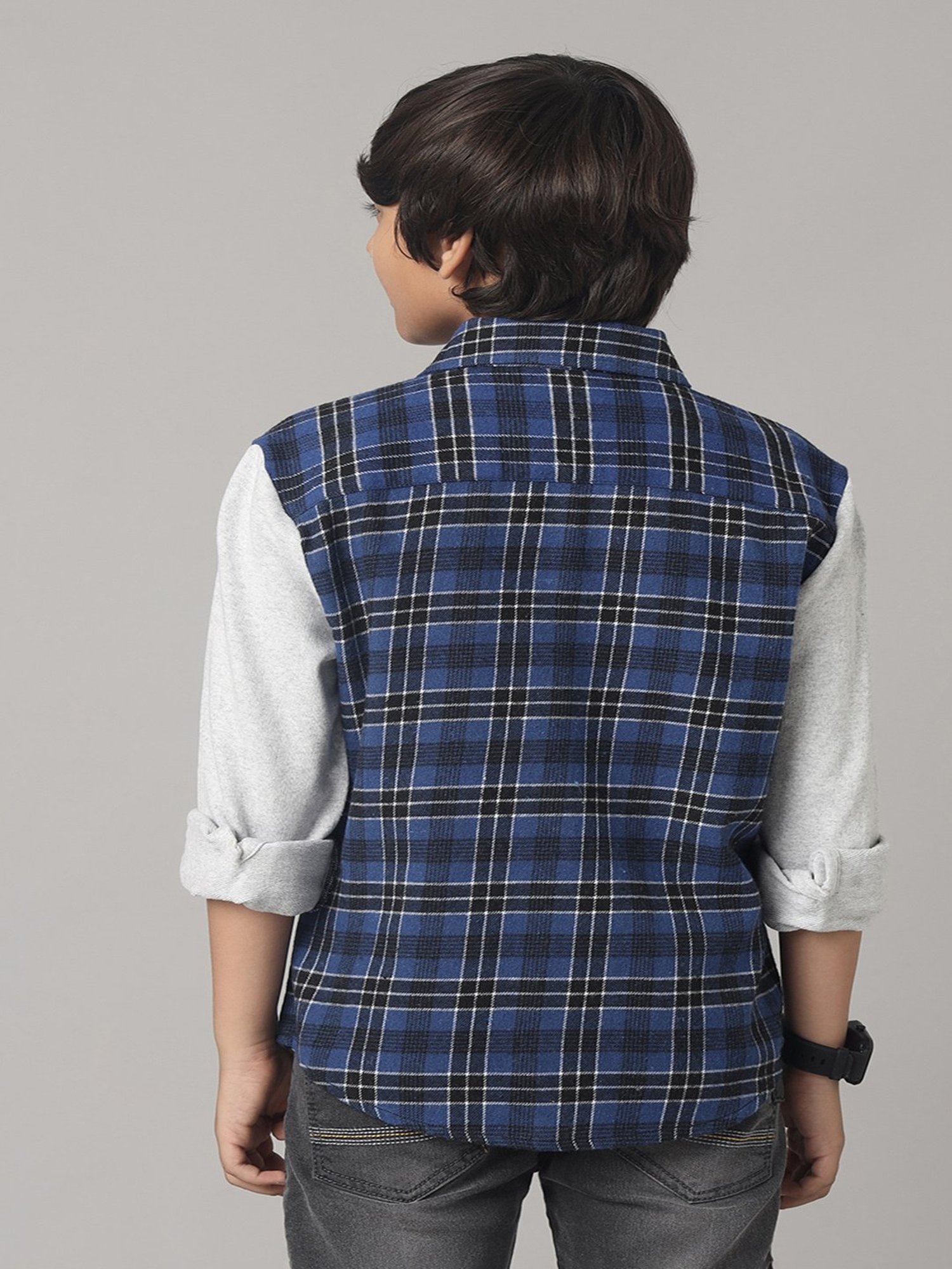 Under Fourteen Only Kids Navy Checks Full Sleeves Shirt