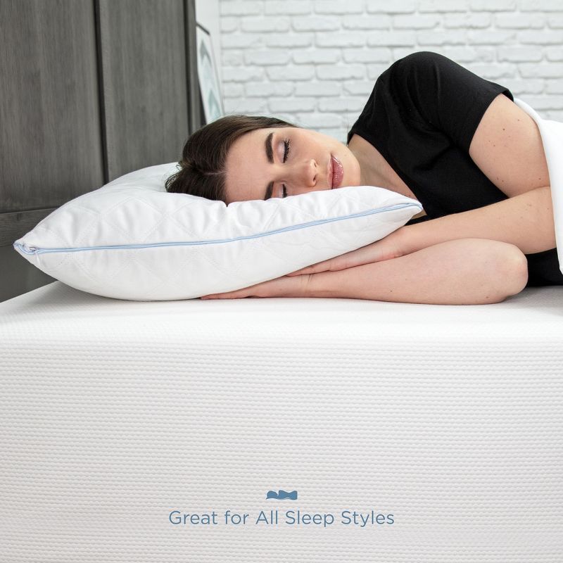 SensorPEDIC Fiber Bed Pillow with Cotton Fabric and Zippered Pillow Cover