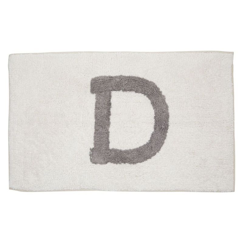 Juvale Personalized Bathroom Rugs with Letter D Initial, Cotton Bath Mat (White, 32 x 20 in)
