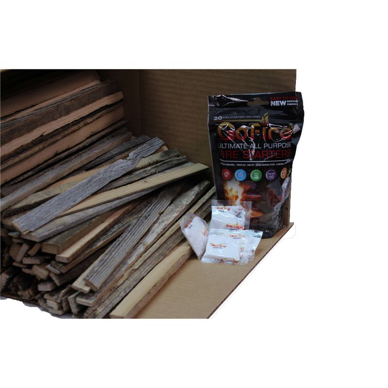 20ct Fire Starters Bag & Authentic Reclaimed Kindling Bundle - GoFire