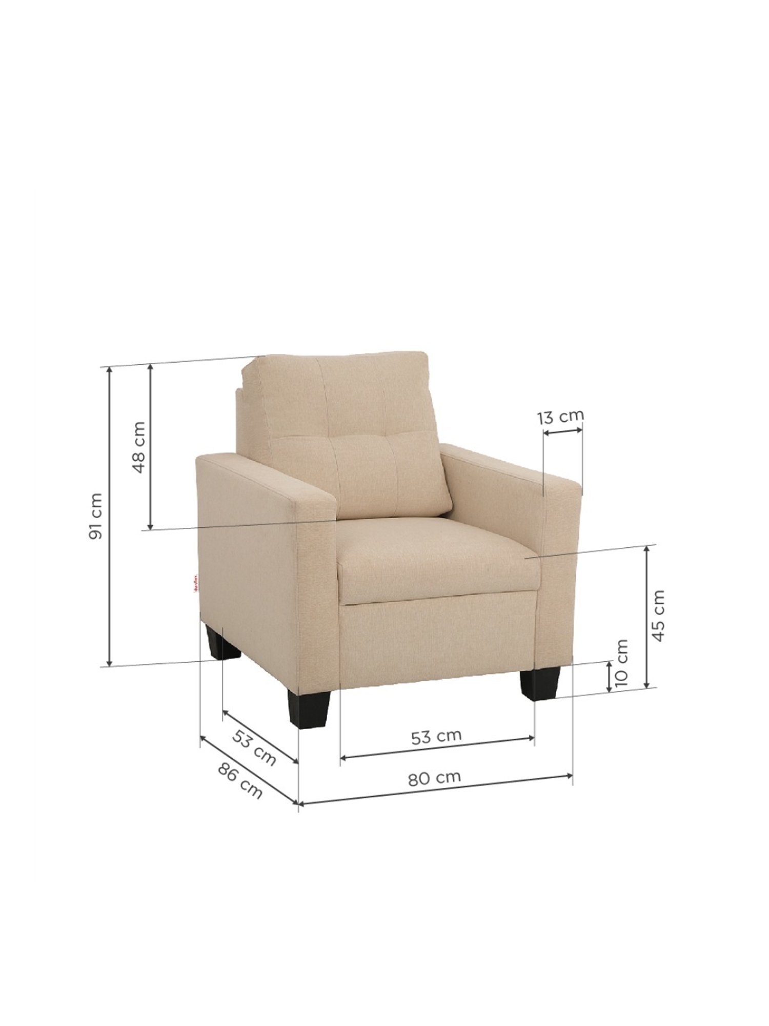 Duroflex Ease Beige Neem Wood 1 Seater Sofa