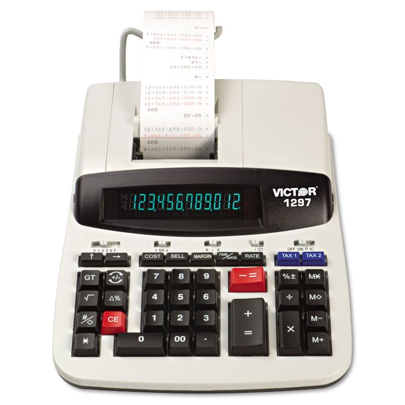 Victor 1297 Two-Color Commercial Printing Calculator Black/Red Print 4 Lines/Sec 