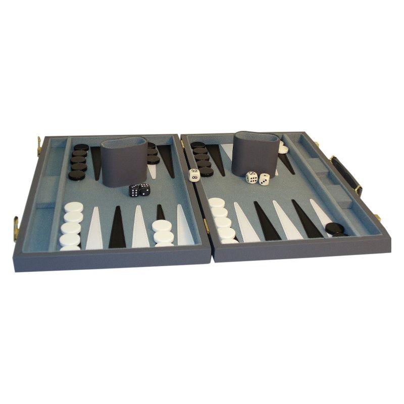 WorldWise Imports 15" Gray Vinyl Backgammon Set Game