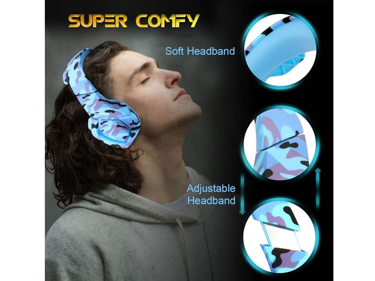 Gaming Headset K1 PC Gamer Stereo Wired Over Ear Noise Cancelling Headphones with Microphone, Volume Control for PlayStation 4 Laptop Tablet Mobile Phone