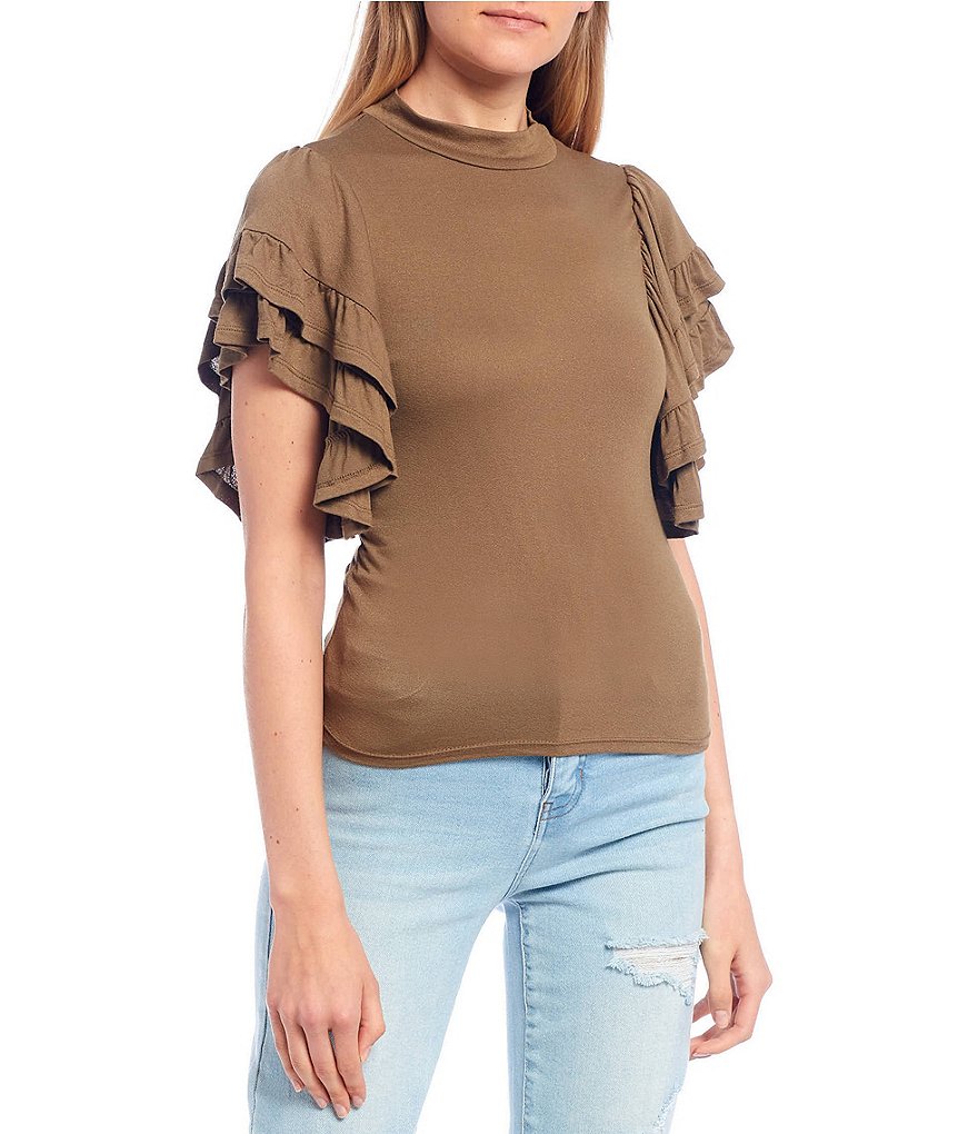 Double Zero Tiered Flutter Sleeve Top
