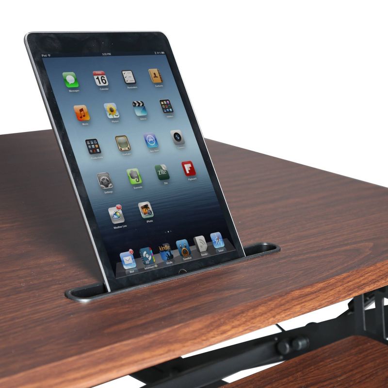 35.4" Airlift Gas Spring Dual Monitor Adjustable Height Standing Desk Walnut - Seville Classics