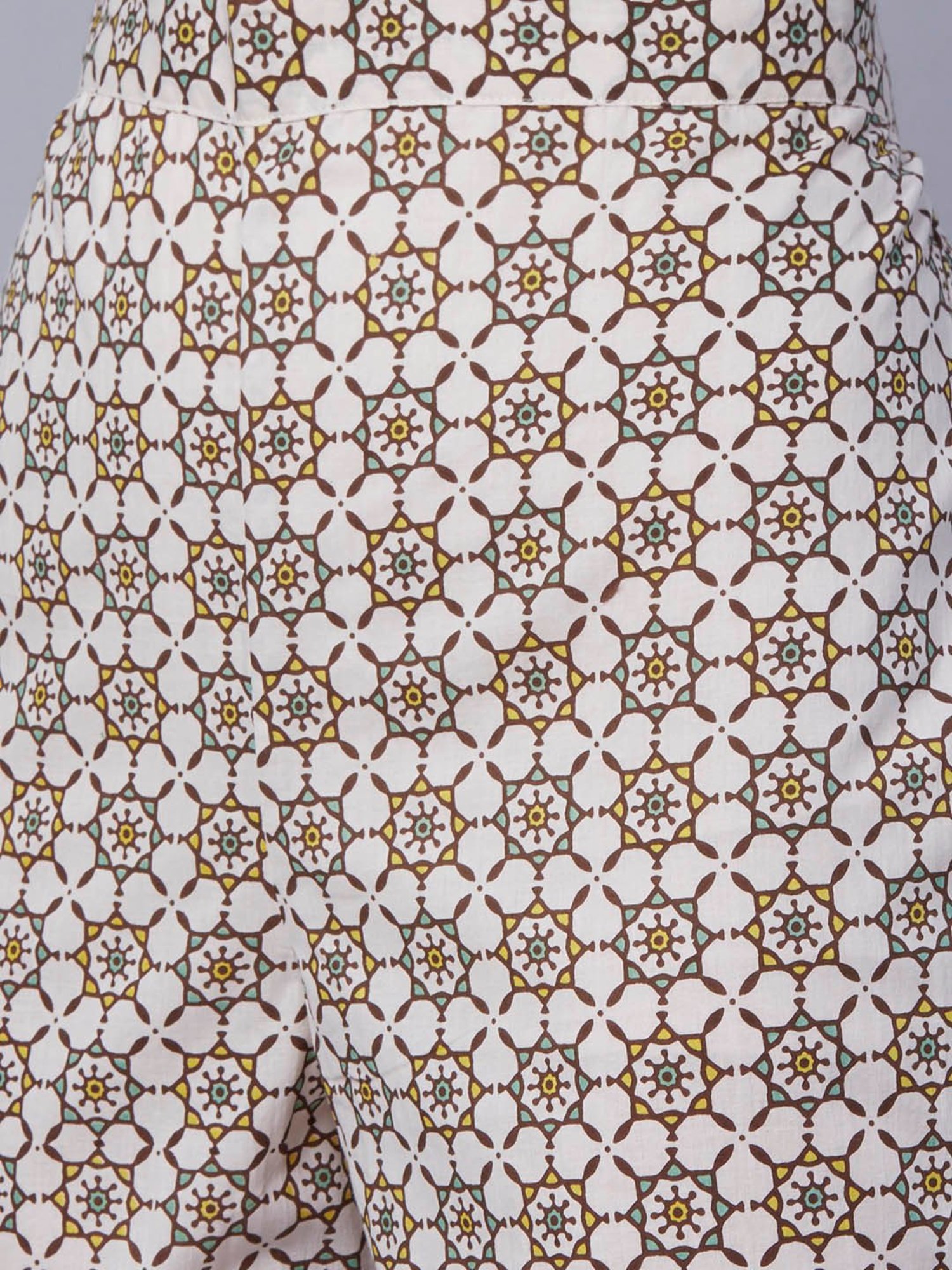 Fashor Pastel Green Cotton Floral Kurta With Pants & Dupatta