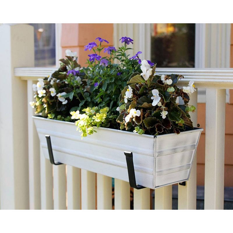 22" Galvanized Metal Rectangular Planter Box Cape Cod White - ACHLA Designs