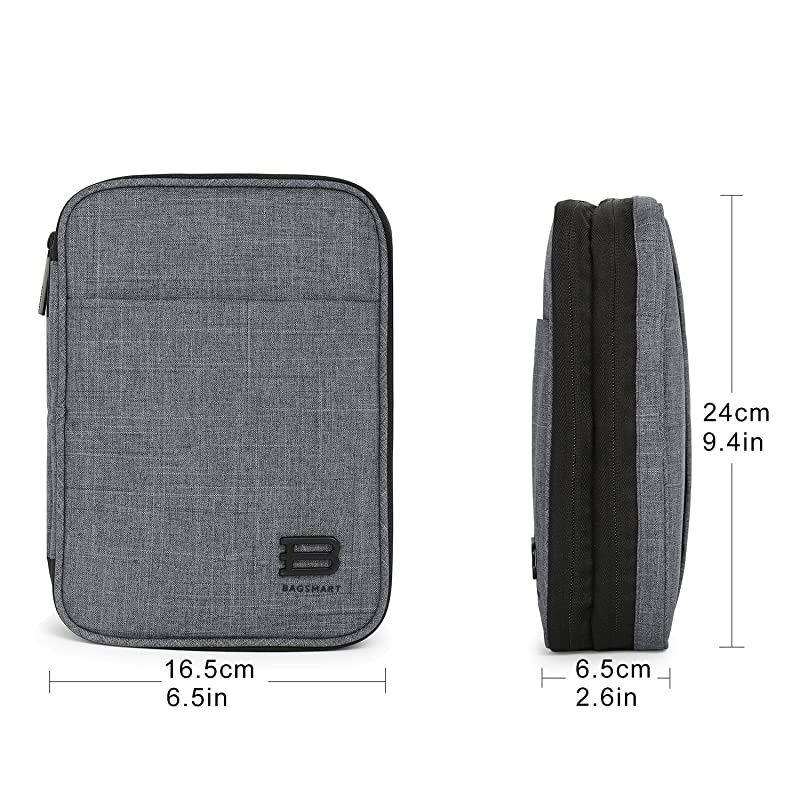 Electronic Organizer Double-Layer Travel Cable Organizer Electronics Accessories Cases for Cables, iPhone, Kindle, Grey