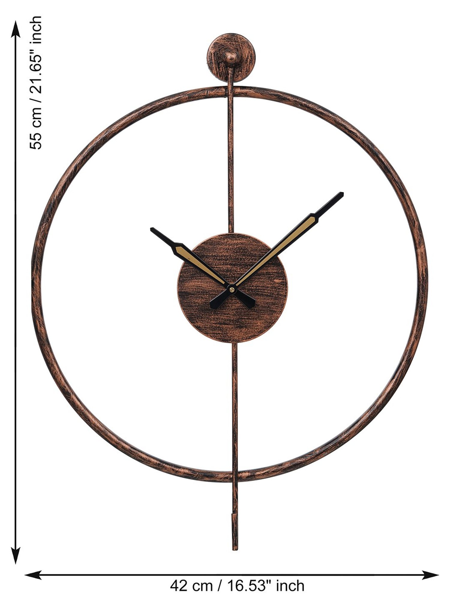 CHRONIKLE Classic Round Black & Copper Rose Gold Iron Wall Clock