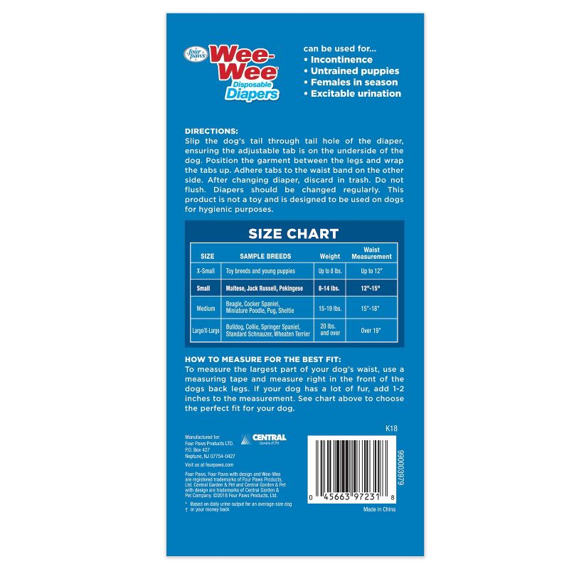 Four Paws Wee-Wee Disposable Dog Diapers - 12ct - S