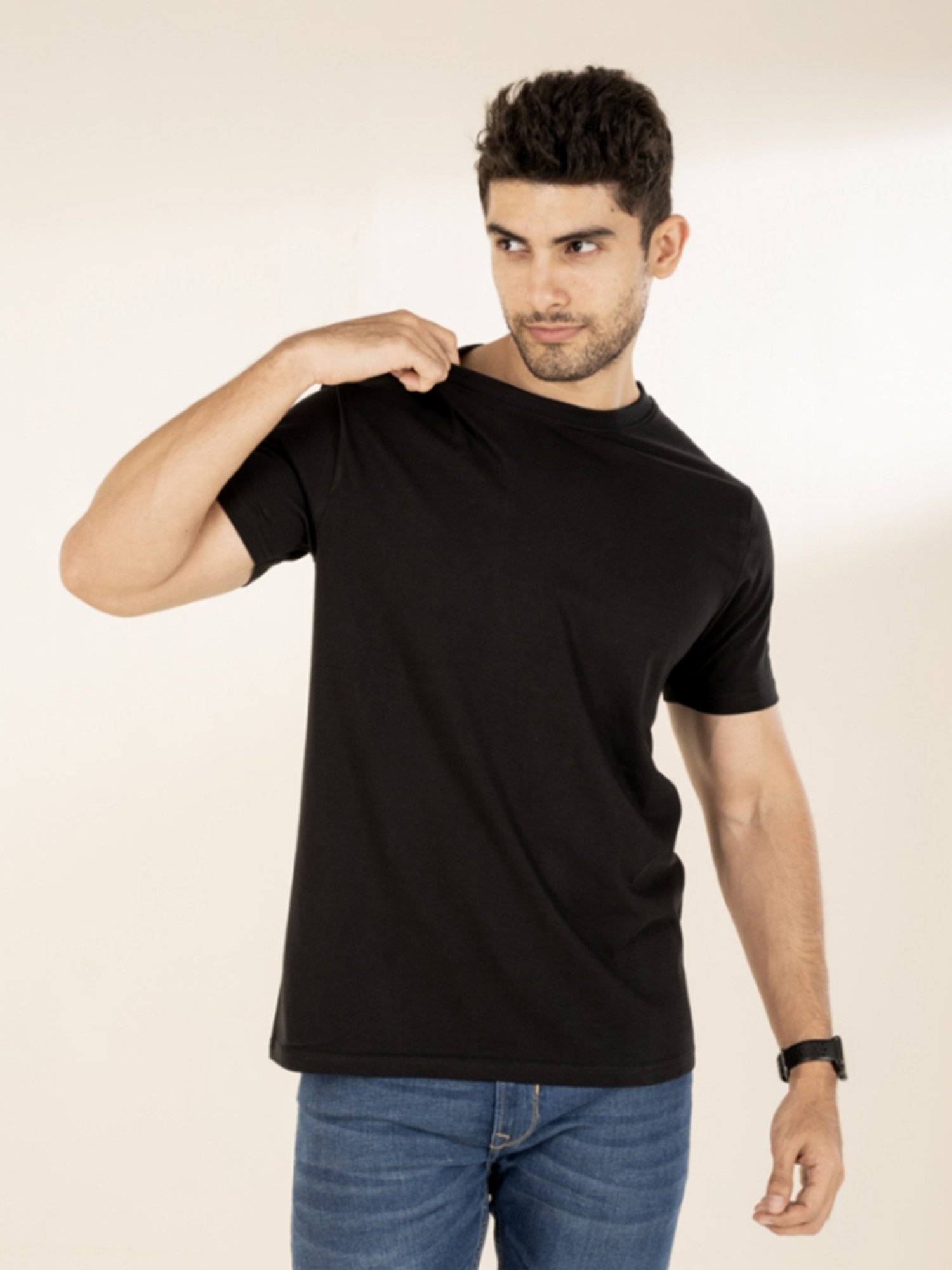 The Bleu Label Black Slim Fit Crew T-Shirt