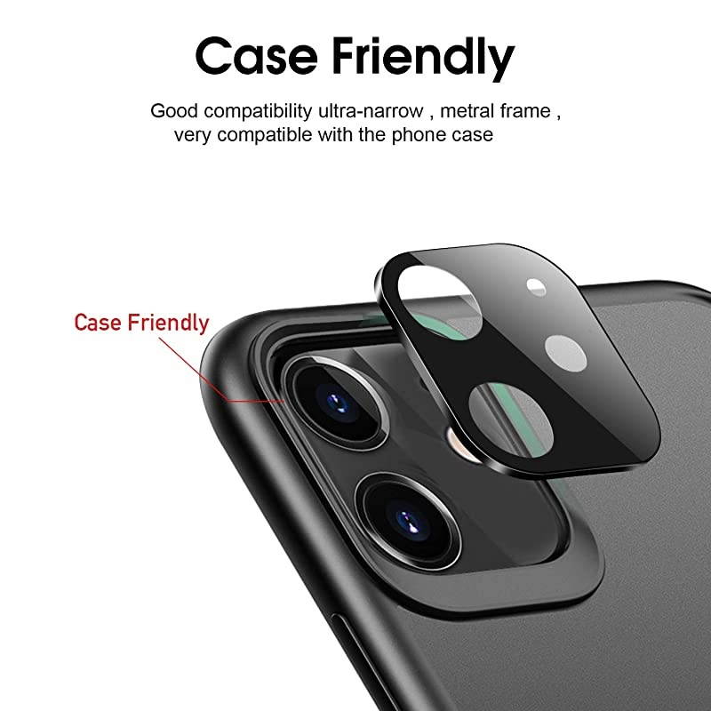 3 Pack]  Camera Lens Protector for iPhone 11 Camera Films Metal Frame 9H Tempered Glass Protection Easy Install High Definition Anti-Scratch Compatible with Apple iPhone 11 Camera Film(6.1'')