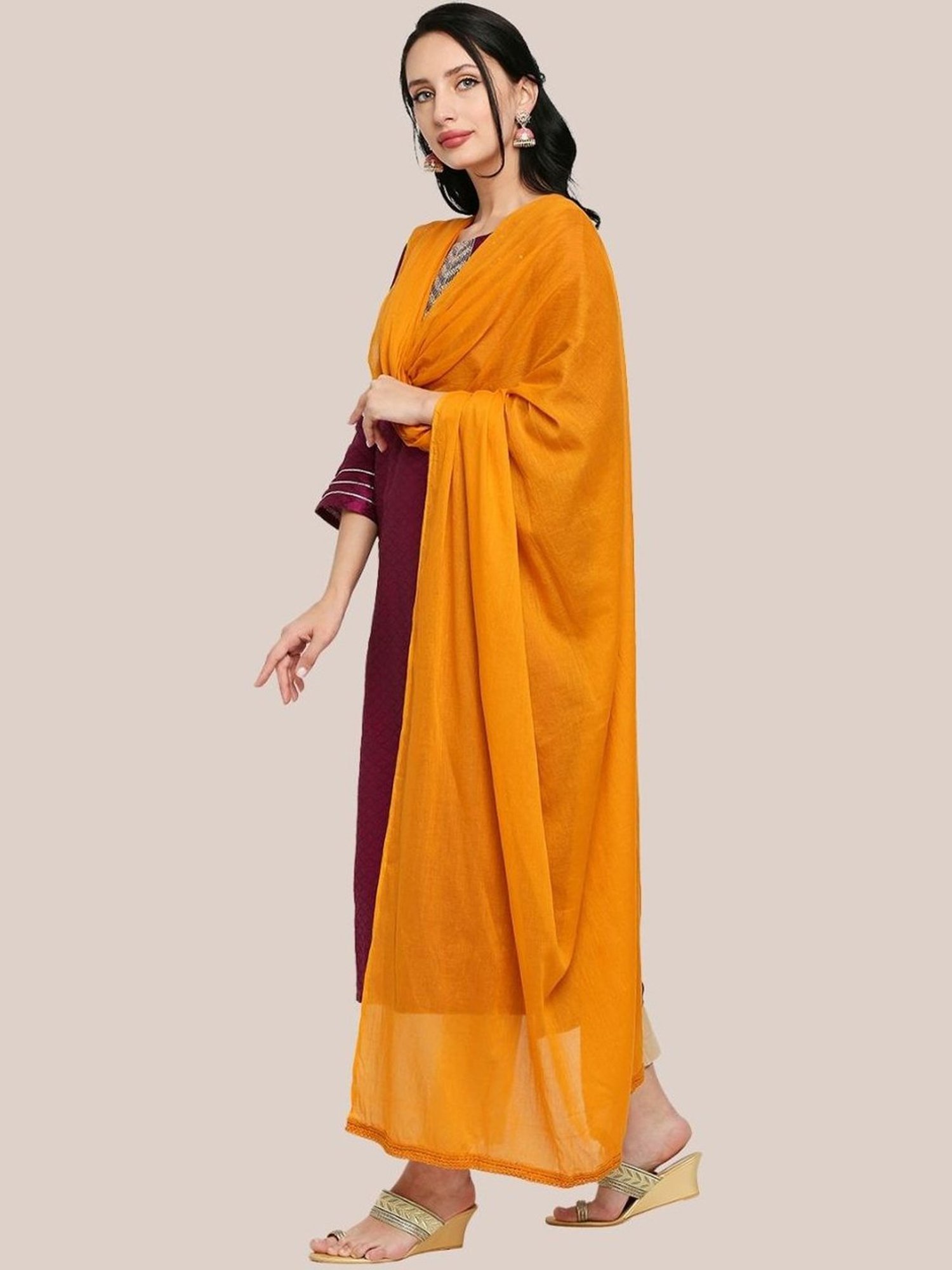 Dupatta Bazaar Rust Cotton Dupatta
