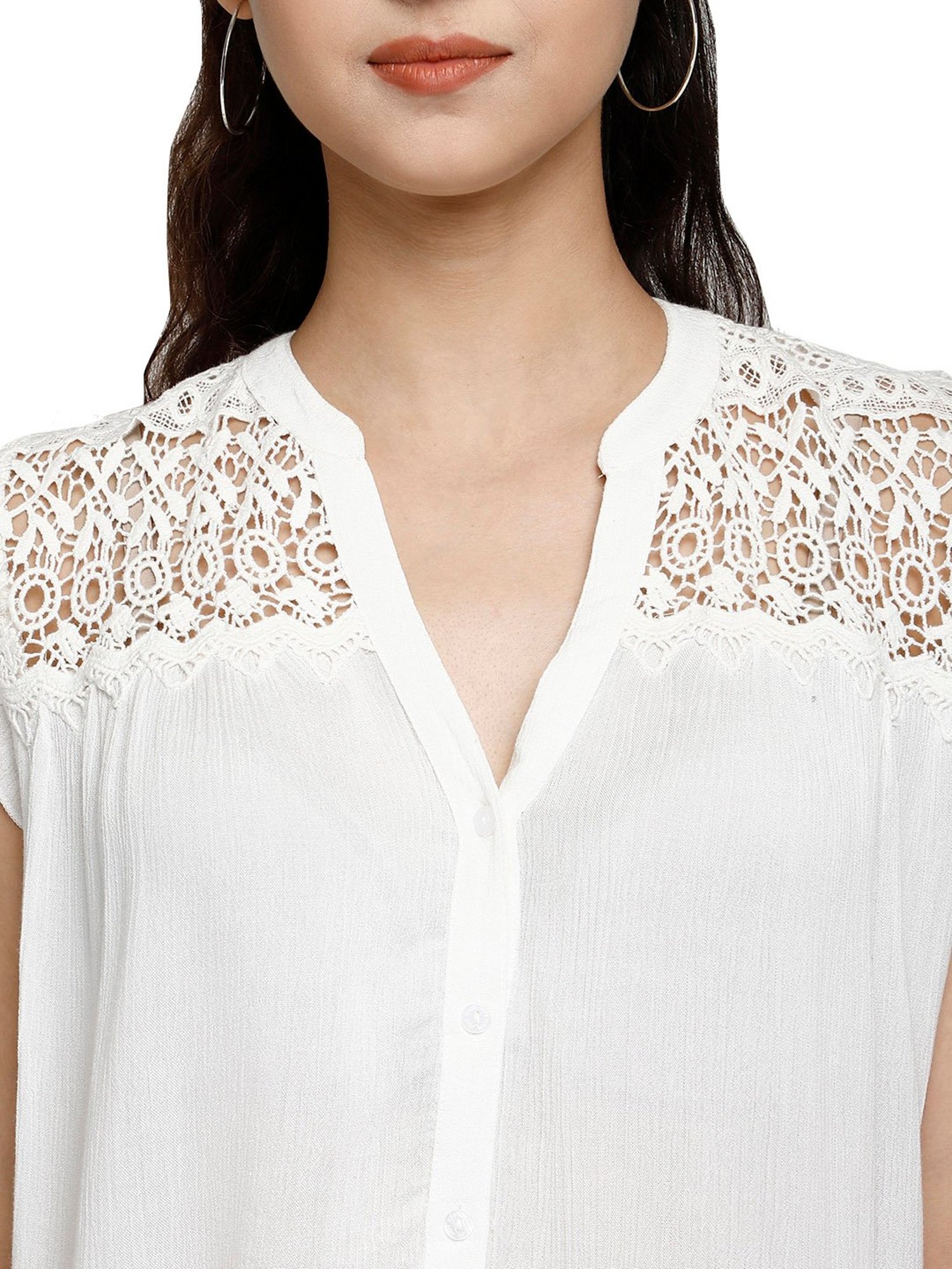 Aditi Wasan White Crochet Shirt