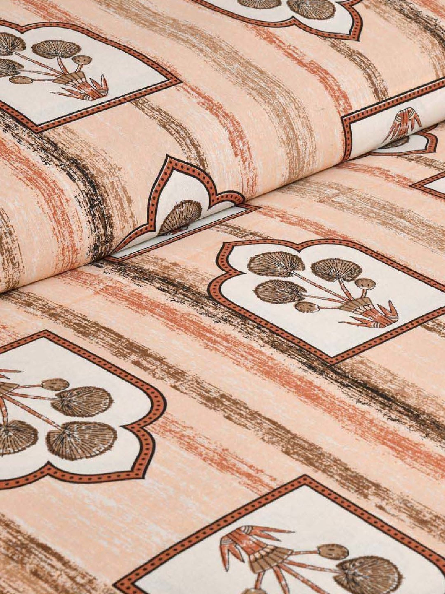 JaipurFabric Peach 180 TC 100% Cotton Jharokha Double Bedsheet with 2 Pillow Covers