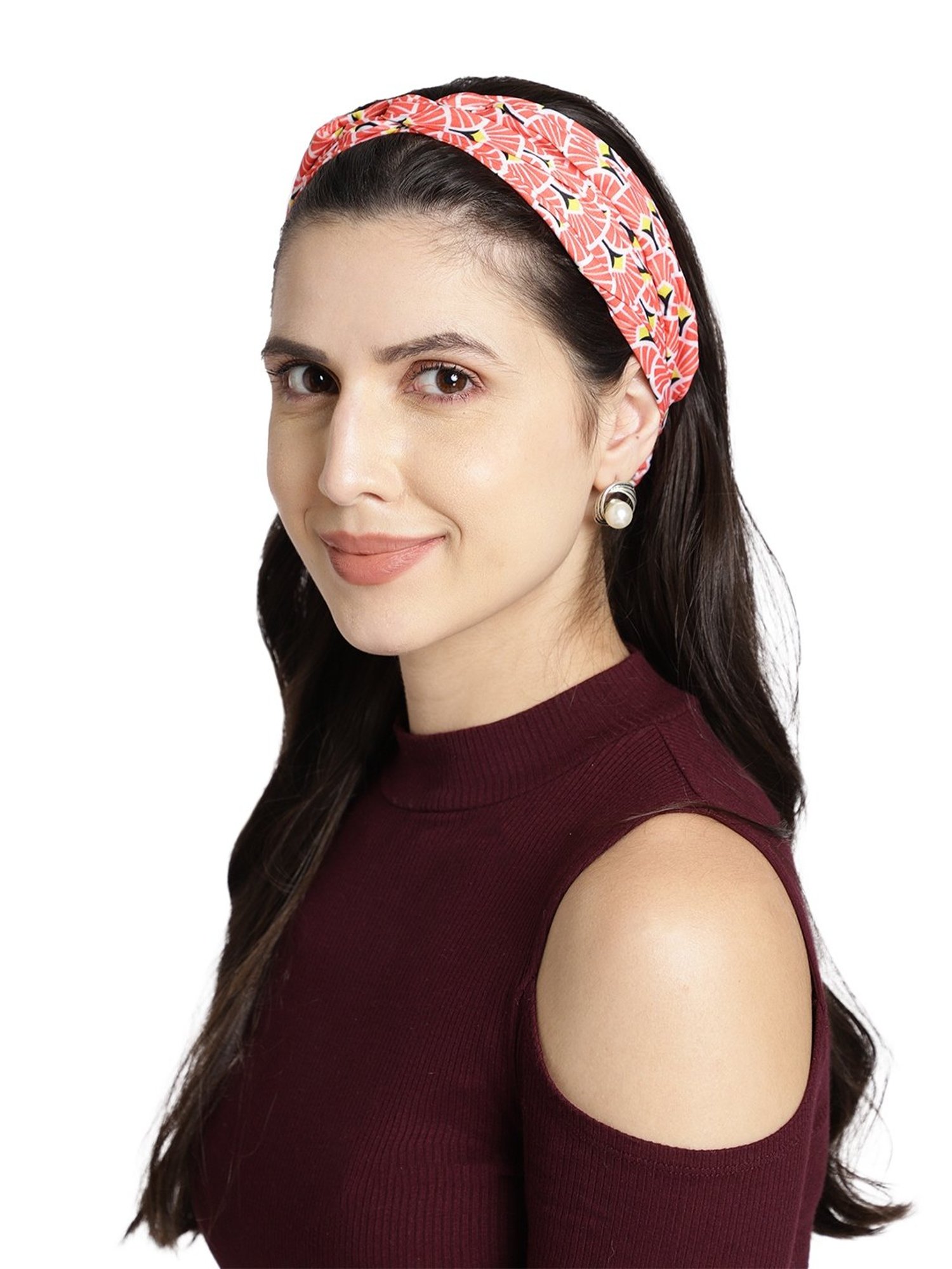 Aditi Wasan Orange Printed Head Bands Pack of 2