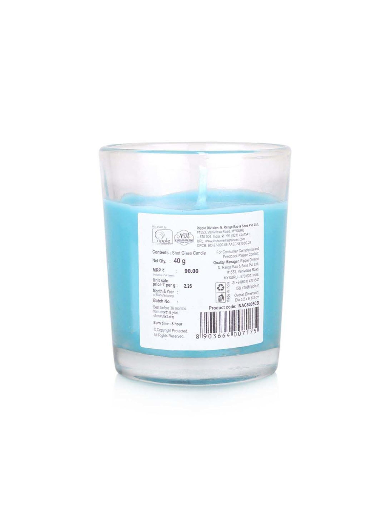 IRIS Blue Home Fragrances Cool Blue Shot Glass Candle - Set of 5
