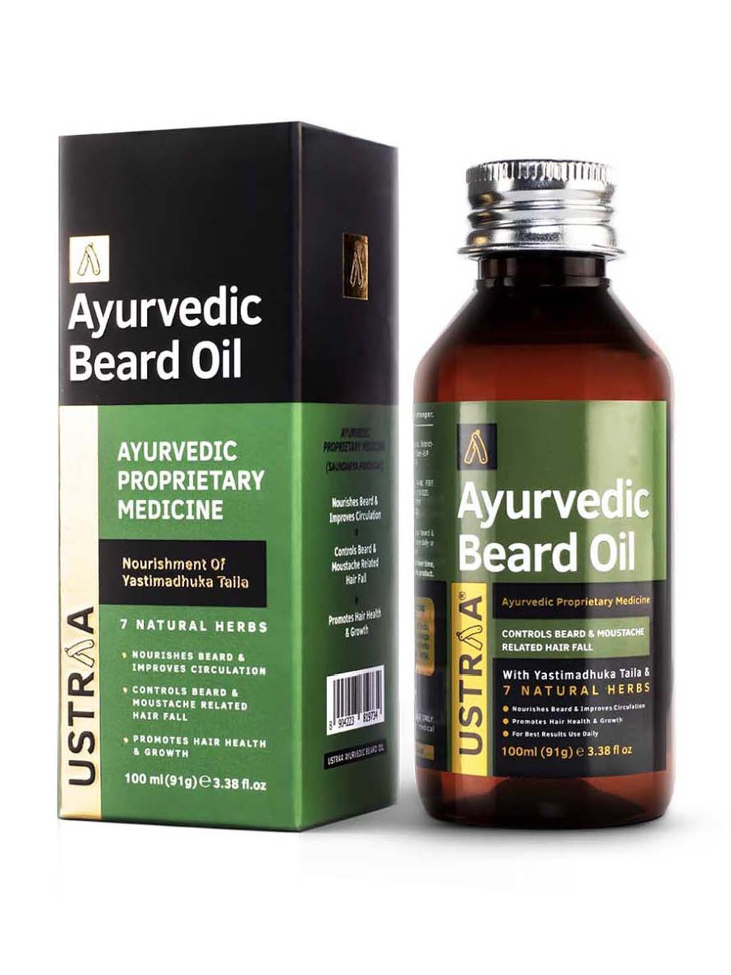 Ustraa Ayurvedic Beard Growth Oil & Hair Growth Vitalizer Combo