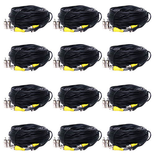 VideoSecu 12 x 150ft Video Power Cables BNC RCA Wires CCTV DVR CCD Security Camera Cords with Free Connectors CMD