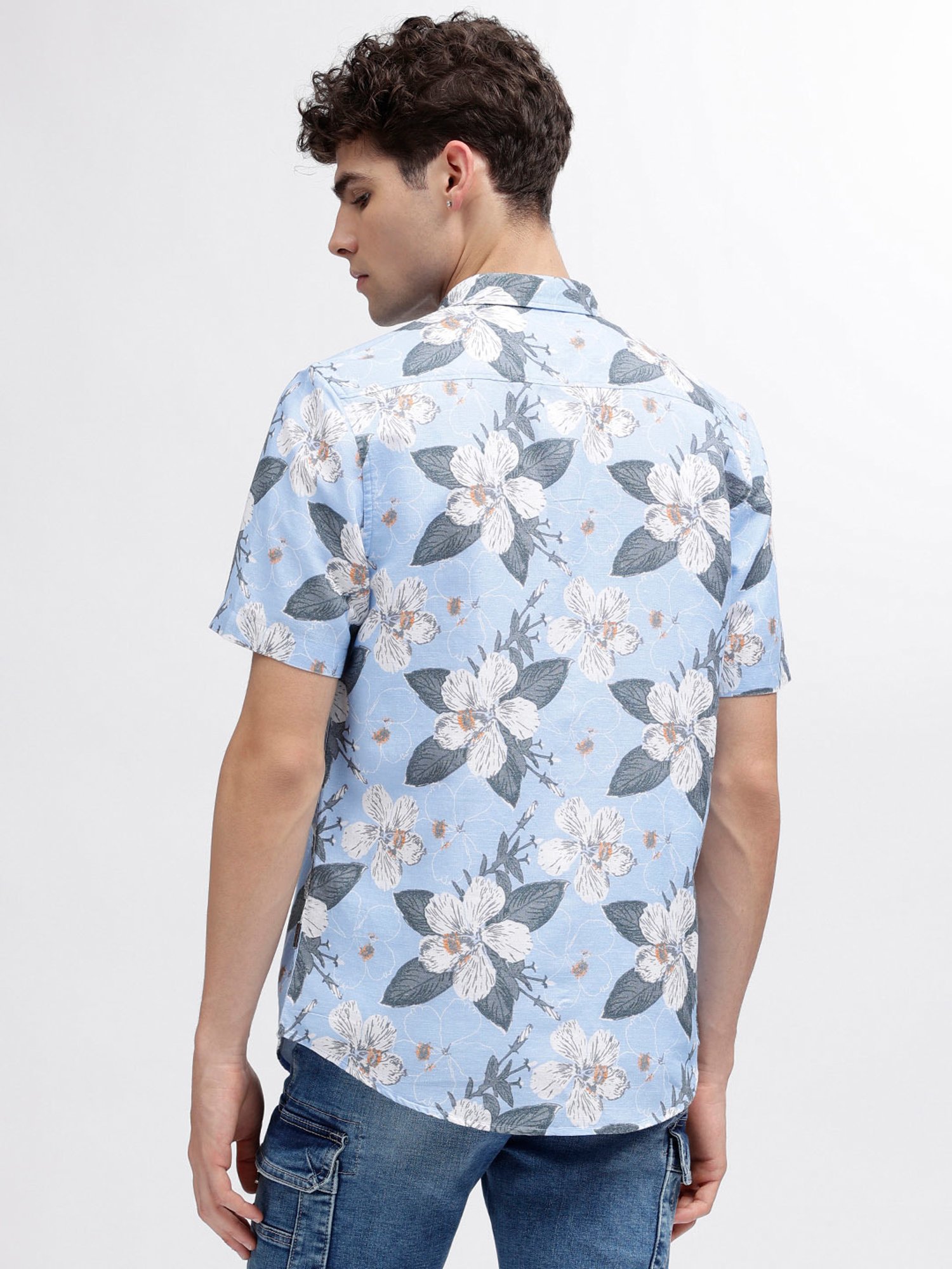 Iconic Men Printed Regular Fit Linen Shirt