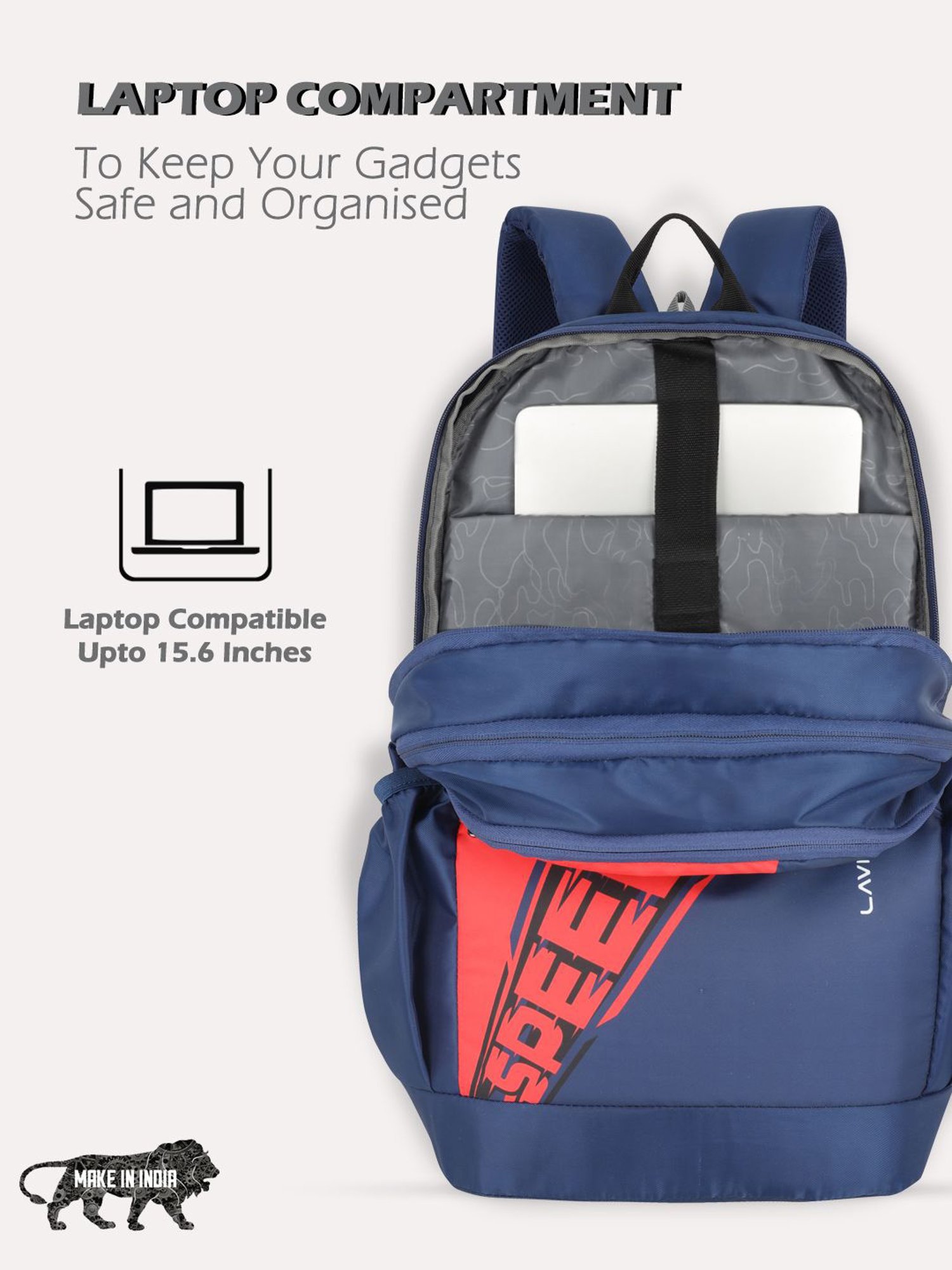Lavie Sport Superman 33L College Laptop Backpack For Boys & Girls (Navy)