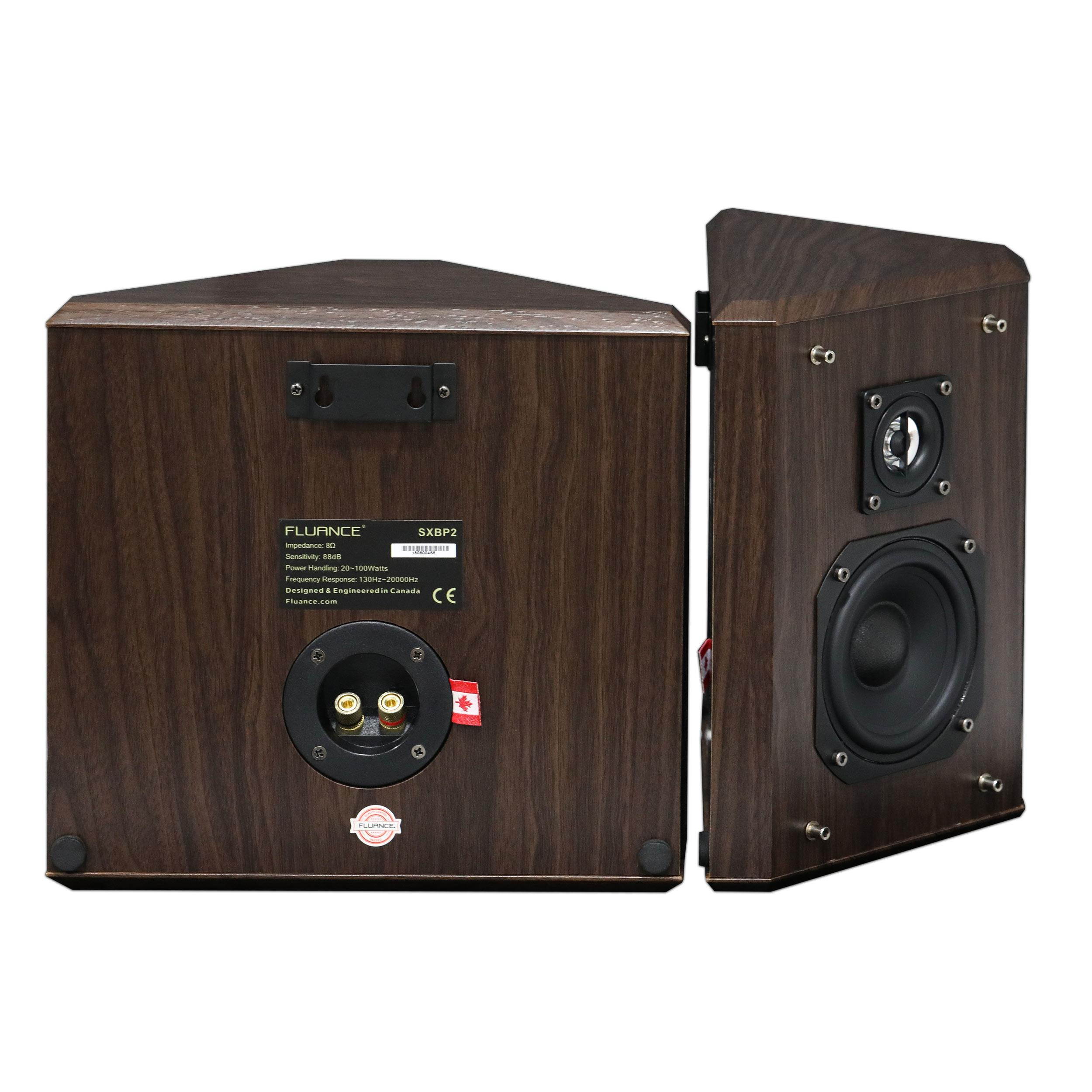 Fluance Elite High Definition 2-Way Bipolar Surround Speakers for Wide Dispersion Surround Sound in Home Theater Systems - Natural Walnut/Pair (SXBP2W)